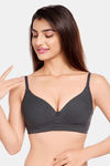 Juliet Padded Non-Wired Full Coverage T-Shirt Bra - Melange Black — thumbnail 1